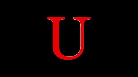 3d U letter logo loopable red color black background Stock Illustration