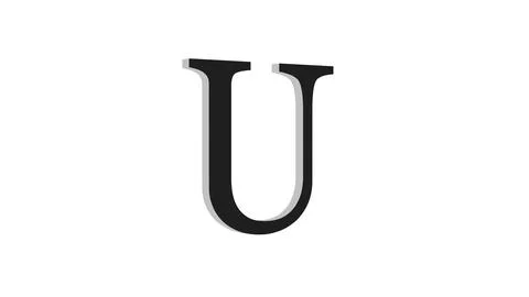3d U letter logo loopable black color white background Stock Illustration