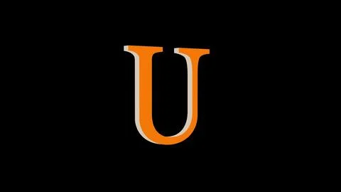 3d U letter logo loopable brown color black background Stock Illustration