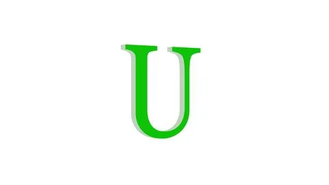 3d U letter logo loopable green color white background Stock Illustration