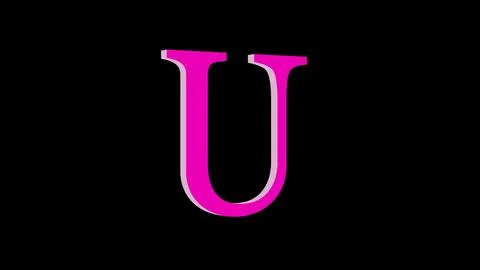 3d U letter logo loopable pink color black background Stock Illustration