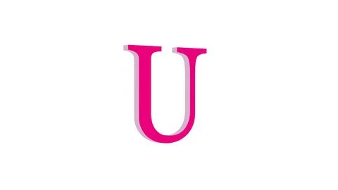 3d U letter logo loopable pink color white background Illustrazione stock