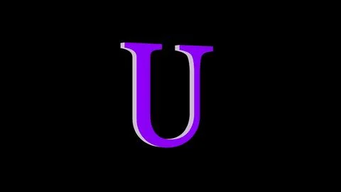 3d U letter logo loopable purple color black background Illustrazione stock
