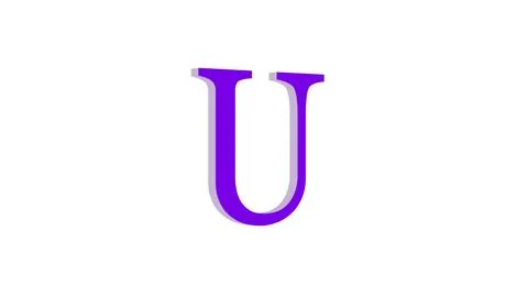 3d U letter logo loopable purple color white background Stock Illustration