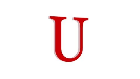 3d U letter logo loopable red color white background Stock Illustration