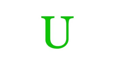 3d U letter logo loopable rotated green color white background Illustrazione stock