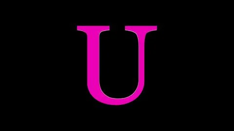 3d U letter logo loopable rotated pink color black background Stock Illustration