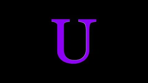 3d U letter logo loopable rotated purple color black background Stockillustratie