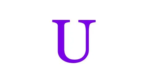 3d U letter logo loopable rotated purple color white background Illustrazione stock