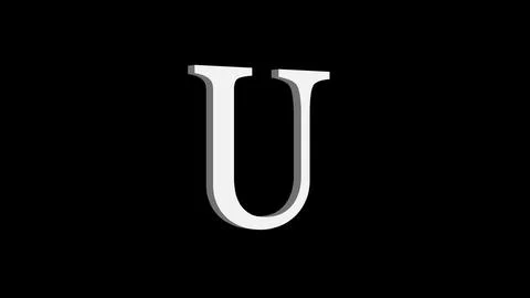 3d U letter logo loopable white color black background Stock Illustration