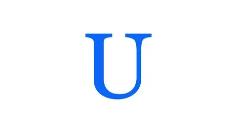 3d U letter logo loopable blue color white background Stock Photos