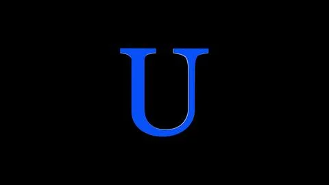 3d U letter logo loopable blue ncolor black background Stock Photos