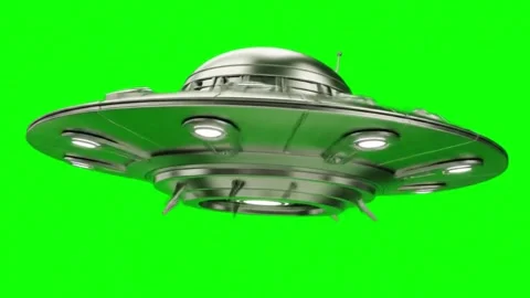 3D UFO Flying on Green Screen Background Stock Footage 313114560