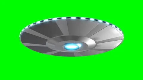 3D ufo/ flying saucer - 4K animation (3840x2160 px) - green background Stock Footage