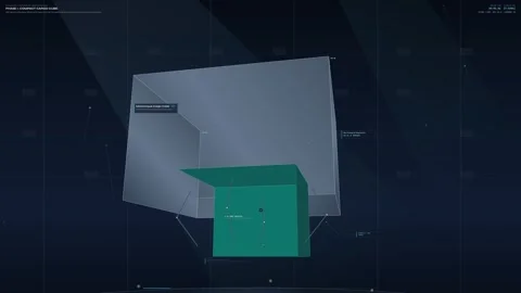 3D UI animation of a cargo logistics drone unfolding from a compact cube Stock Footage 347105387