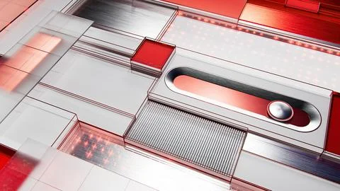 3d ui cubes shape device with switcher and slider. illustration Stock Illustration