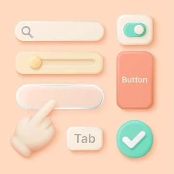 3D UI Toolkit Elements Vector Set Stock Illustration