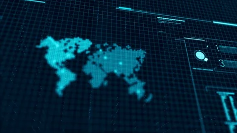 3D UI User Interface Dark blue background Video stock 104755530