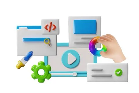 3D ui, ux user software interface vector design, block template of dialogue 스톡 일러스트