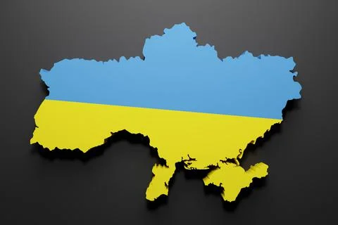 3d Ukraine map and flag Stock Illustration