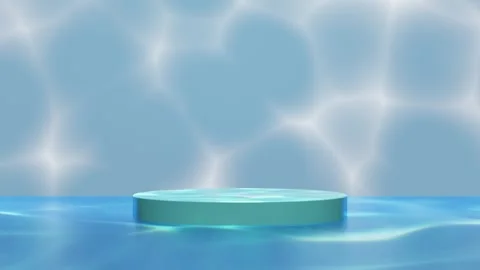 3d underwater ocean with podium empty, reflect sunlight on surface. reflect.. Stock Footage 282422798