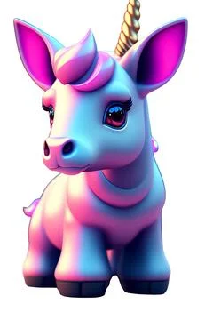 3D Unicorn in white background Stock Illustration