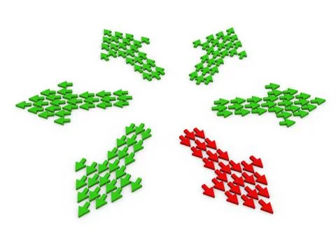 3d unique arrows groups Stock Illustration