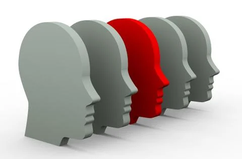 3d unique human head Stock Illustration