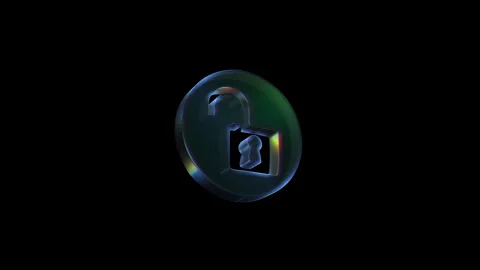 3D unlocked padlock symbol inside holographic circle Stock Footage 311761033