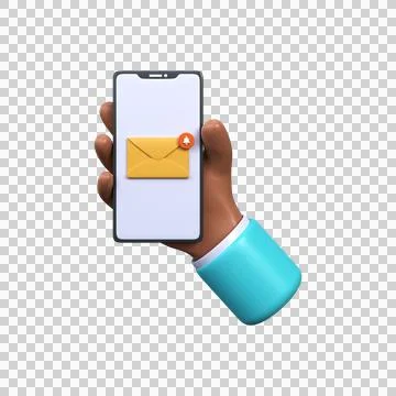 3d Unread email notification. New email on smartphone screen Stock Illustration