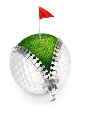 3d unzip golf ball concept Stock Illustration