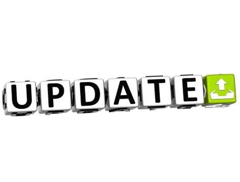 3d update button click here block text Stock Illustration