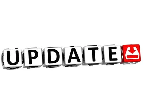 3d update button click here block text Stock Illustration