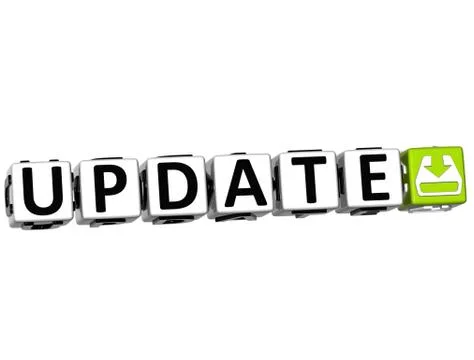 3d update button click here block text Stock Illustration