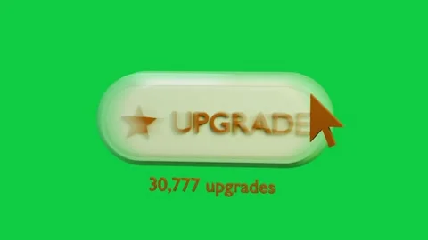 3D upgrade button on transparent bg getting orange cursor click, blurring, Stock Footage 339197902