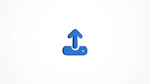 3D Upload Arrow Icon Animated Loop on White Background 4K Stock Footage 347650820