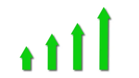 3d Upward Arrows Symbolizing Growth Animation, Four arrows pointing upwards.. Stock Footage 304264475