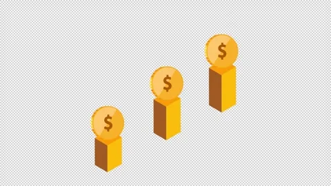 3D US Dollar Coin Growth Bar Stock Footage 342939573