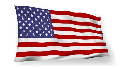 3D USA Flag With Shadow In The Wind Stock Illustration