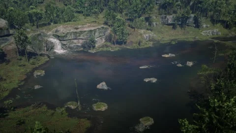 3D. USA. Michigan. Multi colored lake Stock Footage 293163922