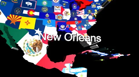 3D USA with State Flags New Orleans Stock Footage 1007123