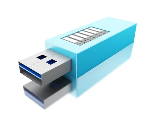 3d USB drive with data folders Stock Illustration