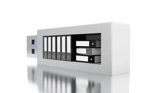 3d USB drive with data folders Stock Illustration