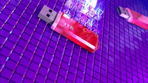 3D Usb stick with 1Tb memory space Stock Footage 117338711