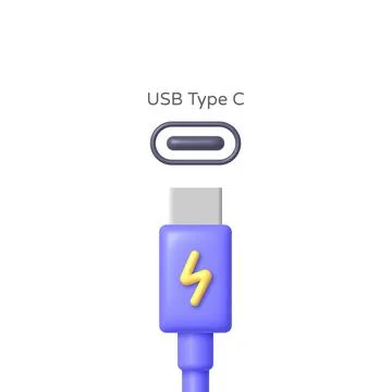 3d usb type c for mobile device design. 3d vector illustration Stock Illustration