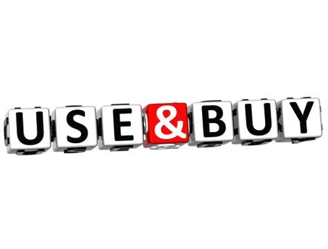 3d use and buy button click here block text Stock Illustration