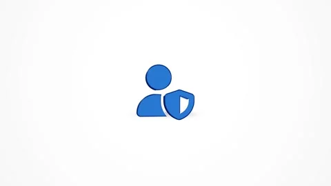 3D User Account Security Shield Icon Animated Loop on White Background 4K Stock Footage 347651025