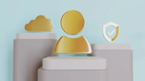 3d user icon made of gold Stock Footage 238518769