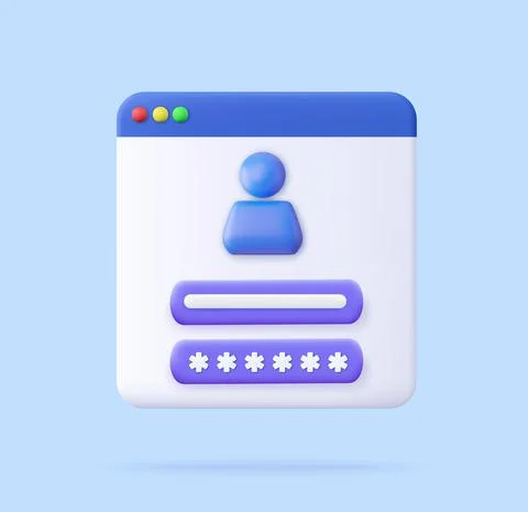 3d user Login form page. Stock Illustration