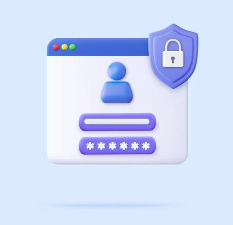 3d user Login form page. Illustrazione stock